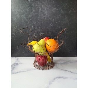 Vintage Faux Fruit In Wire Basket Home Decor